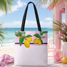 Waterverf tas met citroenblad | Roze Amalfi citrus