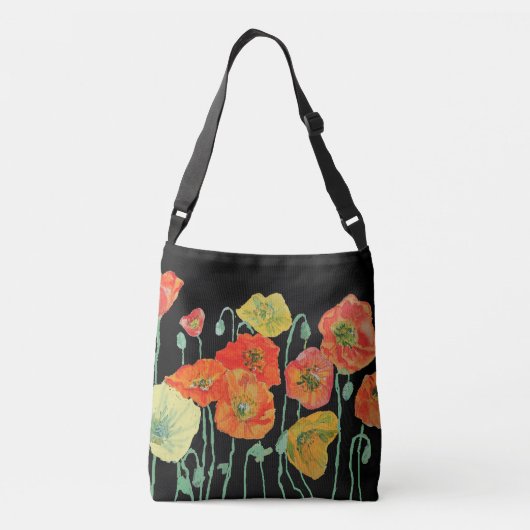 Waterverf tas van Oranje en zwarte papaver (Achterkant)