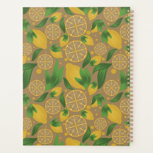 Waterverf Taupe Lemon Fruit Personalized Planner (Achterkant)
