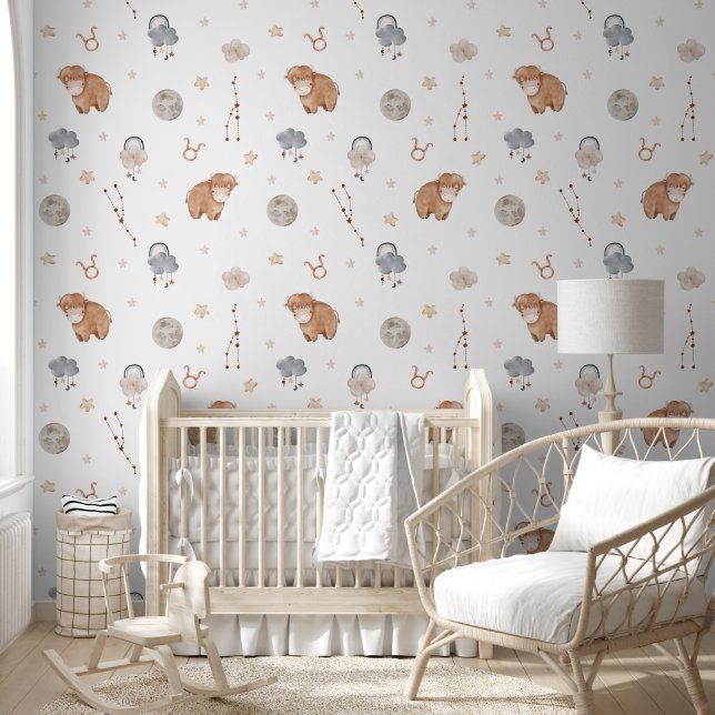 Waterverf Taurus Zodiac Nursery Behang (Kinderen)