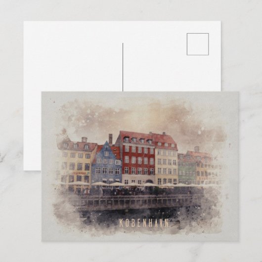 Waterverf te Kopenhagen Briefkaart (Voorkant / Achterkant)