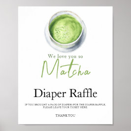 Waterverf Tea Matcha baby shower luierverloting Poster
