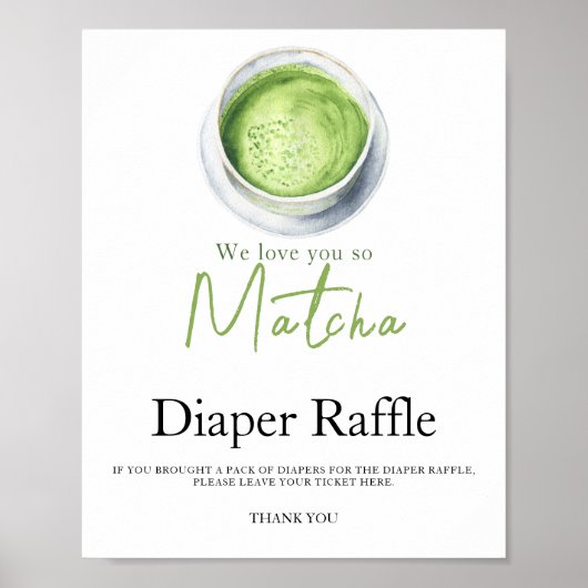 Waterverf Tea Matcha baby shower luierverloting Poster (Voorkant)