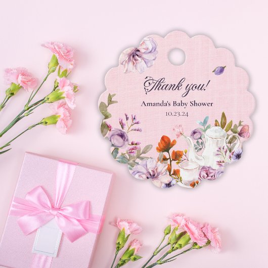 Waterverf Tea Party Baby shower dank u Bedankjes Labels