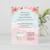 Waterverf Tea Party Birthday Party Kaart (Staand voorkant)