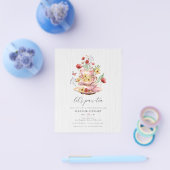 Waterverf Tea Party bruids doucheuitnodiging Flyer (Enkel)