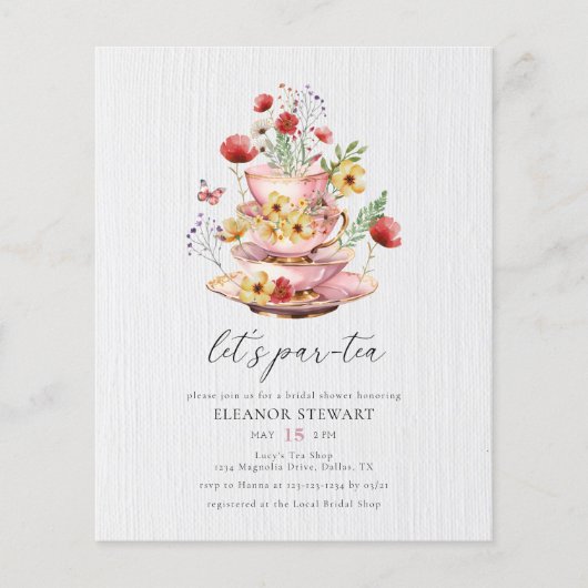 Waterverf Tea Party bruids doucheuitnodiging Flyer (Voorkant)