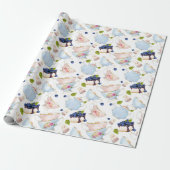 Waterverf Tea Party Patroon Cadeaupapier (Uitgerold)