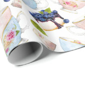 Waterverf Tea Party Patroon Cadeaupapier (Rol Hoek)
