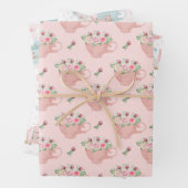 Waterverf Tea Party patroon Inpakpapier Vel (In situ)