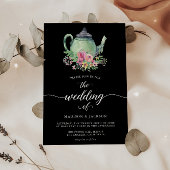 Waterverf Tea Party thema bruiloft uitnodiging