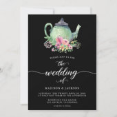 Waterverf Tea Party thema bruiloft uitnodiging (Voorkant)