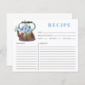 Waterverf Tea Party Vrijgezellenfeest Recept Kaart (Voorkant / Achterkant)