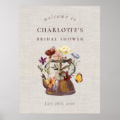 Waterverf Tea Party Vrijgezellenfeest Welkomstbord Poster (Voorkant)