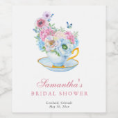 Waterverf Tea Party Vrijgezellenfeest Wijn Etiket (Enkel label)