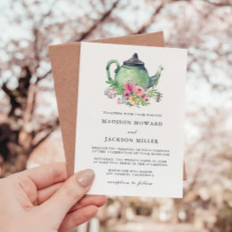 Waterverf Tea Party Wedding Kaart