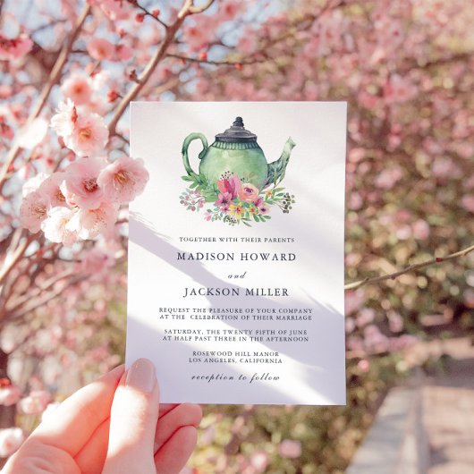 Waterverf Tea Party Wedding Kaart