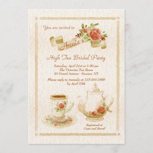 Waterverf Tea Time Invitation Kaart