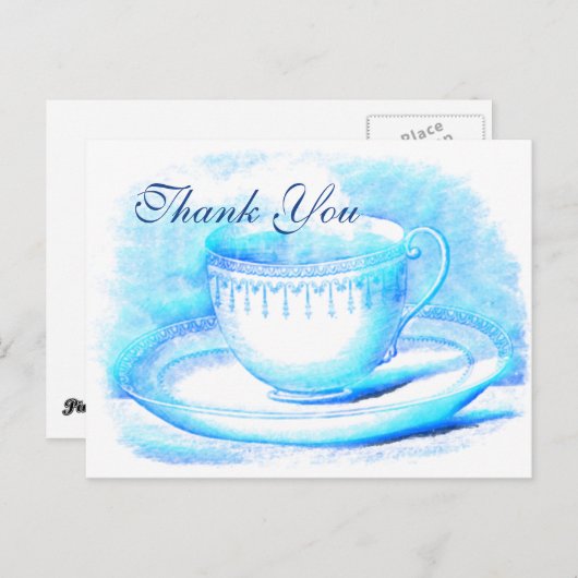 Waterverf Teacup Bedankt kaarten (Voorkant / Achterkant)