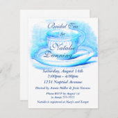 Waterverf Teacup Bridal Shower Invitations Kaart (Voorkant / Achterkant)