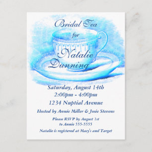 Waterverf Teacup Bridal Shower Invitations Kaart