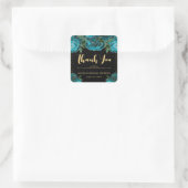 Waterverf Teal en Goud Glam Rozen Bruidsdiner Vierkante Sticker (Tas)