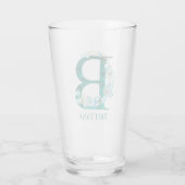 Waterverf Teal en Gouden Monogram Letter B Glas (Achterkant)