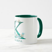 Waterverf Teal en Gouden Monogram Letter K Mok (Voorkant rechts)
