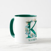 Waterverf Teal en Gouden Monogram Letter K Mok (Voorkant links)