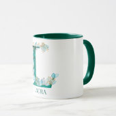 Waterverf teal en gouden monogram letter L Mok (Voorkant rechts)