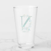 Waterverf Teal en Gouden Monogram Letter N Glas (Achterkant)