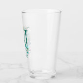 Waterverf Teal en Gouden Monogram Letter N Glas (Links)