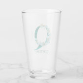 Waterverf Teal en Gouden Monogram Letter Q Glas (Achterkant)