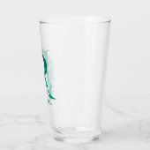 Waterverf Teal en Gouden Monogram Letter R Glas (Links)