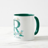 Waterverf Teal en Gouden Monogram Letter R Mok (Voorkant rechts)