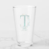 Waterverf Teal en Gouden Monogram Letter T Glas (Achterkant)