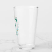 Waterverf Teal en Gouden Monogram Letter T Glas (Links)
