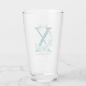 Waterverf Teal en Gouden Monogram Letter X Glas (Achterkant)