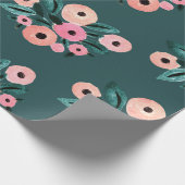 Waterverf Teal en Roze Bloem Cadeaupapier (Hoek)