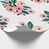 Waterverf Teal en Roze Bloem Cadeaupapier (Hoek)