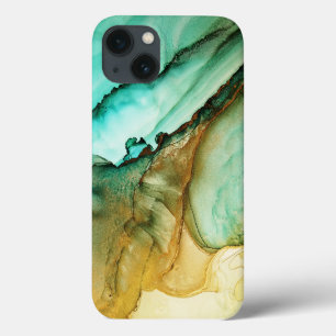 Waterverf Teal Goud Glitter iPhone / iPad hoes