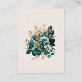 Waterverf Teal Gouden Bloemige Ontvangst Informatiekaartje (Achterkant)