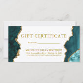 Waterverf Teal Marmor Gouden Cijfercertificaat (Voorkant)