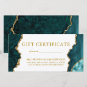 Waterverf Teal Marmor Gouden Cijfercertificaat (Voorkant / Achterkant)