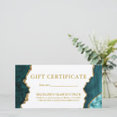 Waterverf Teal Marmor Gouden Cijfercertificaat (Staand voorkant)