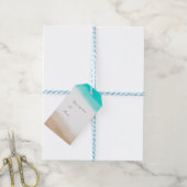 Waterverf Teal & Tan Elegante Subtiele Strand Cadeaulabel (Met Touw)