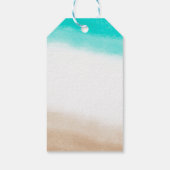 Waterverf Teal & Tan Elegante Subtiele Strand Cadeaulabel (Achterkant)