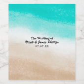 Waterverf Teal & Tan Strand Aangepaste Wijnlabels Wijn Etiket (Enkel label)