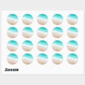 Waterverf Teal & Tan Subtiele Strand Bruiloft Ronde Sticker (Vel)