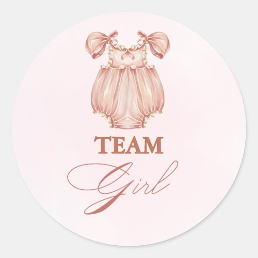 Waterverf Team Meisje Gender Reveal Sticker (Voorkant)